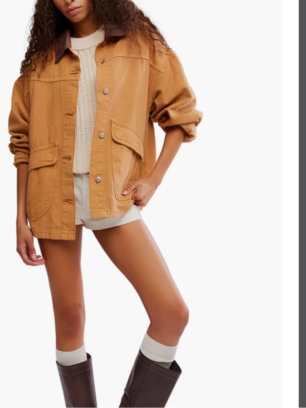 FREE PEOPLE LEMON CHORE JACKET IN MEERKAT NWT